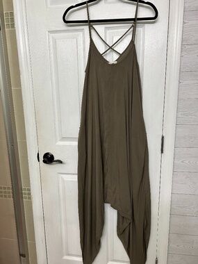 WishList Olive Green Harem L Women's Jumpsuit Romper Hobo Grunge Y2K